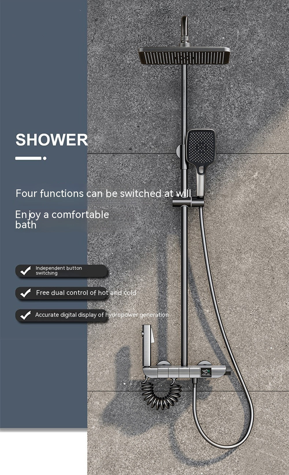 Copper Touch Digital Display Shower Set